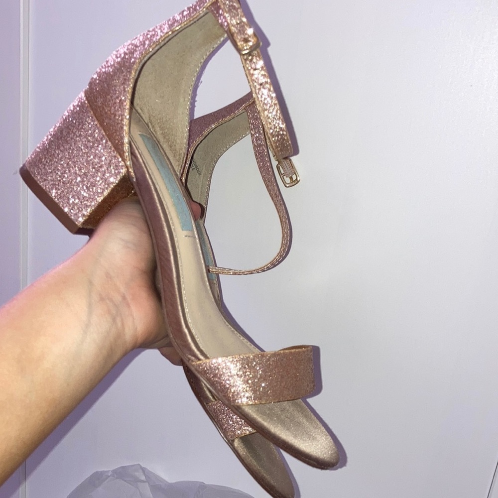 Betsey Johnson Rose Gold glitter heels